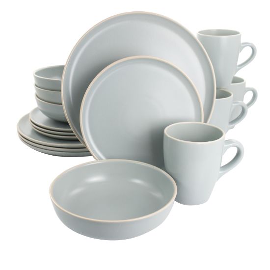 Picture of Gibson Elite Serenade 16-Piece Round Stoneware Dinnerware Set, Light Gray