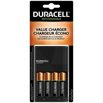 Picture of Duracell Rechargeable Ion Speed 1000 Battery Charger, Includes 4 AA NiMH Batteries