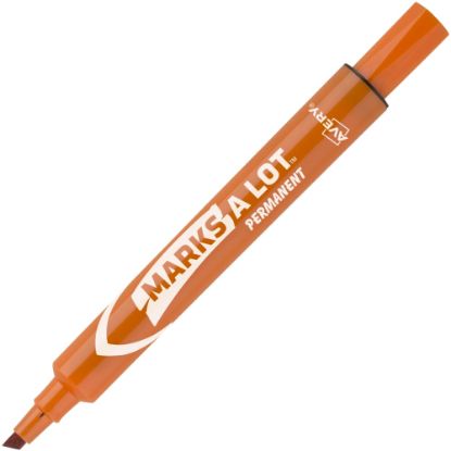 Picture of Avery Large Desk-Style Permanent Markers, Chisel Point, 4.76 mm, Orange, Pack Of 12