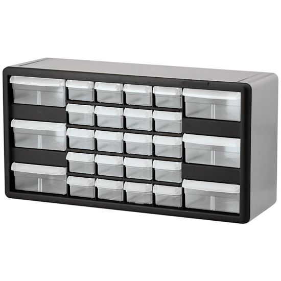 Picture of Akro-Mils Plastic 26-Drawer Stackable Cabinet, 20in x 6 3/8in x 10 11/32in, Black/Gray