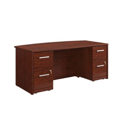 Picture of Sauder Affirm Collection 72inW Executive Bowfront Desk With Two 2-Drawer Mobile Pedestal Files, Classic Cherry