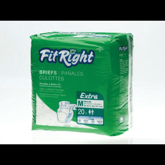 Picture of FitRight Extra Disposable Briefs, Medium, White, Bag Of 20 Briefs