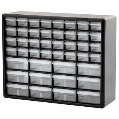 Picture of Akro-Mils Plastic 44-Drawer Stackable Cabinet, 20in x 6 3/8in x 15 13/16in, Gray