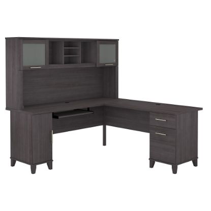 Picture of Bush Furniture Somerset 72inW L-Shaped Desk With Hutch, Storm Gray, Standard Delivery