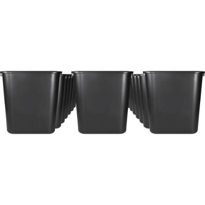 Picture of Sparco Rectangular Wastebasket - 7 gal Capacity - Rectangular - 15in Height x 14.5in Width x 10.5in Depth - Polyethylene - Black - 24 / Carton