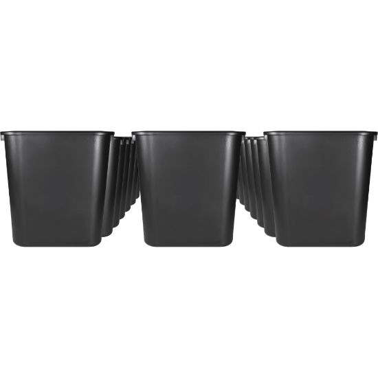 Picture of Sparco Rectangular Wastebasket - 7 gal Capacity - Rectangular - 15in Height x 14.5in Width x 10.5in Depth - Polyethylene - Black - 24 / Carton