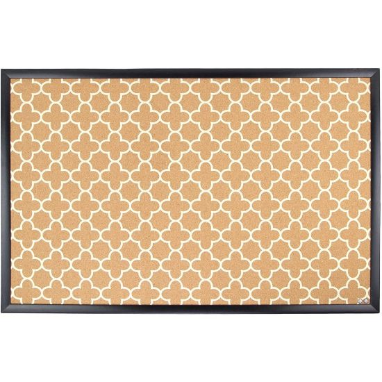 Picture of U Brands Fashion Cork Bulletin Board, 35in X 23in, Black Wood Frame