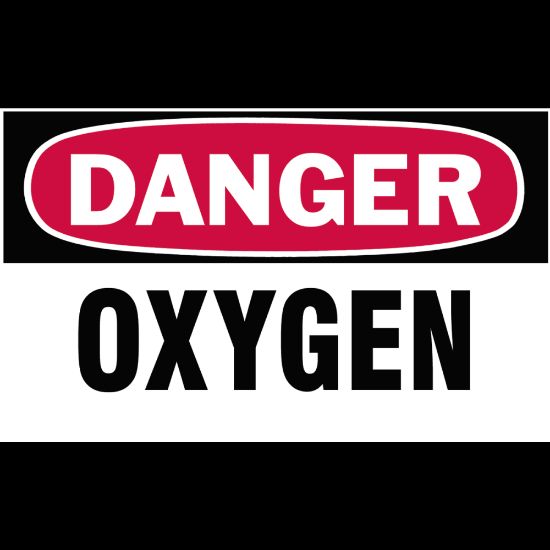 Picture of Gas Cylinder Lockout Labels, Danger Oxygen Gas, 5 in W x 3 in H, White/Red