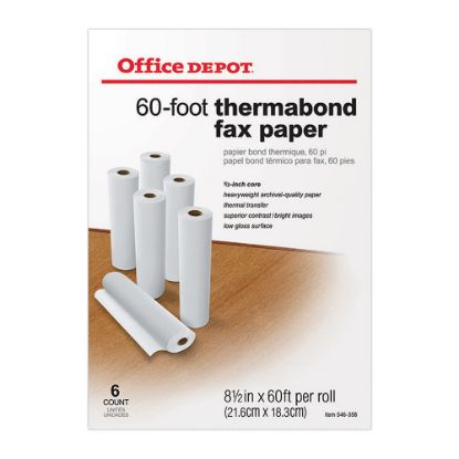 Picture of Office Depot Brand Thermabond Fax Paper, 1/2in Core, 60ft Roll, Box Of 6 Rolls