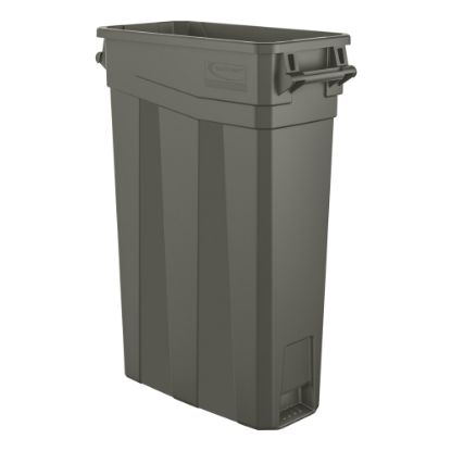 Picture of Suncast Commercial Narrow Rectangular Resin Trash Can, With Handles, 23 Gallons, 30inH x 11inW x 22inD, Gray