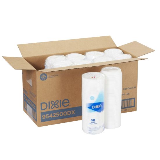 Picture of Dixie Dome Lids, For 12- To 16-Oz Cups, White, Case Of 500 Lids