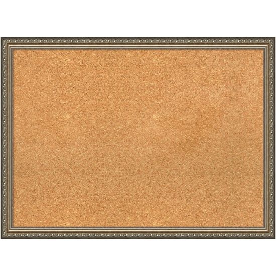 Picture of Amanti Art Cork Bulletin Board, 30in x 22in, Natural, Parisian Silver Wood Frame