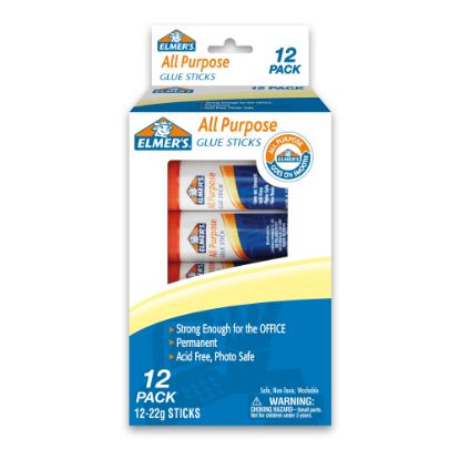 Picture of Elmers Office Strength Glue Sticks, All Purpose, 0.77 Oz, Clear, Pack Of 12