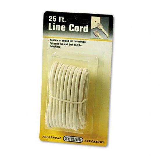 Picture of Softalk Line Extension Cord - for Phone - Extension Cable - 25 ft - 1 Pack - 1 x RJ-11 Male Phone - 1 x RJ-11 Male Phone - Beige