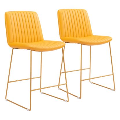 Picture of Zuo Modern Mode Counter Stools, Yellow, Set Of 2 Stools