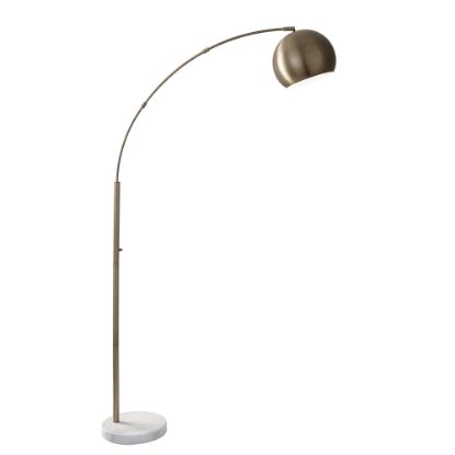 Picture of Adesso Astoria Arc Floor Lamp, 78inH, Antique Brass Shade/White Marble Base