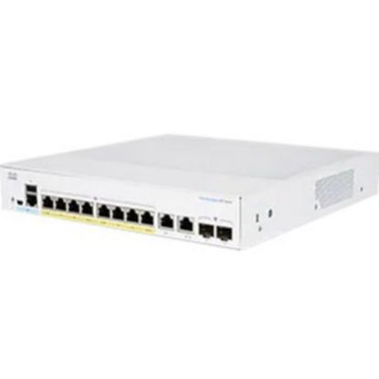 Picture of Cisco 350 CBS350-8P-2G Ethernet Switch - 10 Ports - Manageable - 2 Layer Supported - Modular - 2 SFP Slots - 17.95 W Power Consumption - 67 W PoE Budget - Optical Fiber, Twisted Pair - PoE Ports - Rack-mountable - Lifetime Limited Warranty