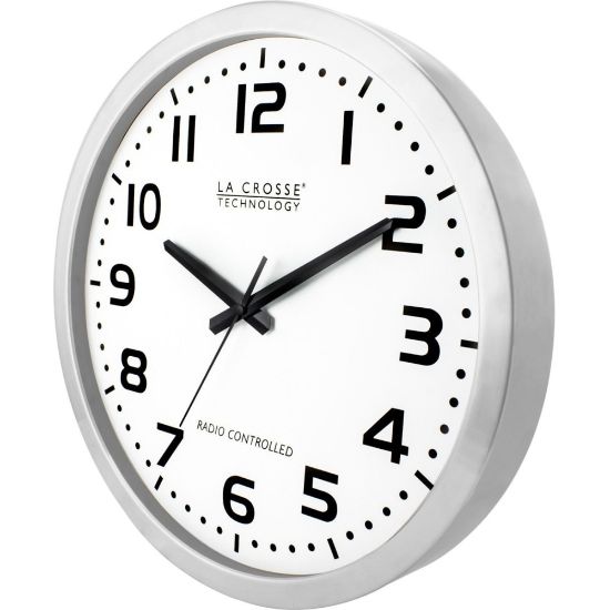 Picture of La Crosse Technology WT-3161WH 16 inch Atomic Wall Clock - Digital - Atomic - Metal Case