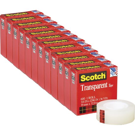 Picture of Scotch Transparent Tape, 108ft, Clear, Pack Of 12 Rolls