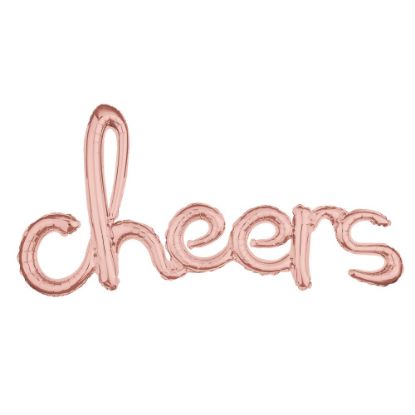 Picture of Amscan "Cheers" Cursive Balloon Banner, 21in x 40in, Rose Gold