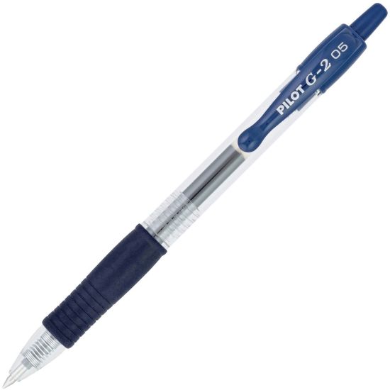 Picture of G2 Retractable Gel Pens, Pack Of 12, Fine Point, 0.5 mm, Clear Barrel, Blue Ink