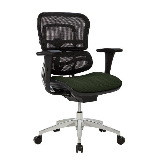 Picture of WorkPro 12000 Series Ergonomic Mesh/Premium Fabric Mid-Back Chair, Black/Olive, BIFMA Compliant