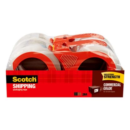 Picture of Scotch Commercial Grade Packing Tape With Dispensers, 1-7/8in x 54.6 Yd., Clear, Pack Of 4 Rolls