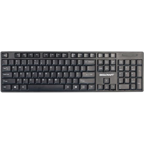 Picture of SKILCRAFT USB Wired Keyboard - Cable Connectivity - USB Interface - 104 Key - English, French - Notebook, Desktop Computer - Windows, Mac OS, PC - Black - TAA Compliant