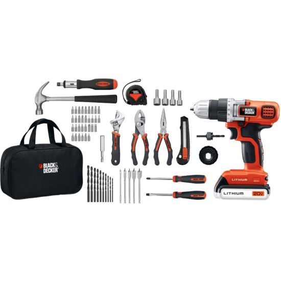 Picture of Black+Decker 20V MAX Lithium Drill/Driver & 68-Piece Project Kit With Carrying Case, Multicolor