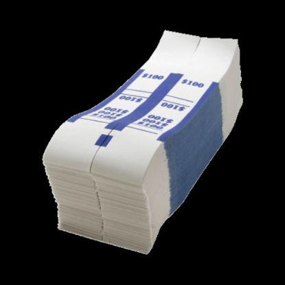 Picture of Sparco Kraft Paper ABA Bill Straps, $100, Blue/White, Box Of 1,000