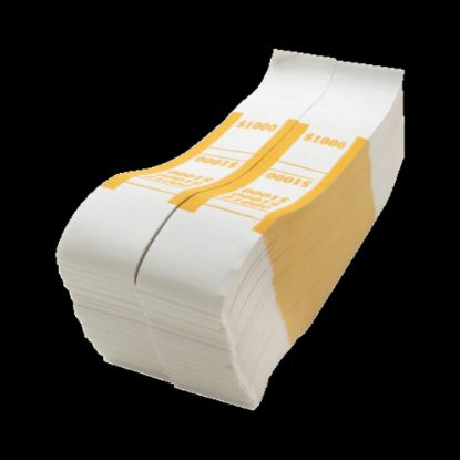 Picture of Sparco Kraft Paper ABA Bill Straps, $1,000, White/Yellow, Box Of 1,000