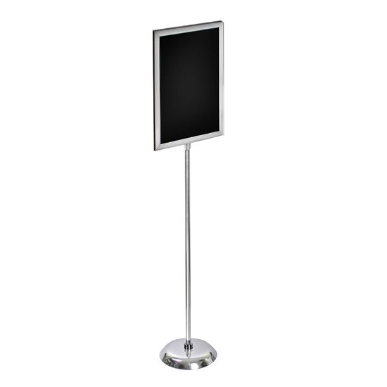 Picture of Azar Displays 2-Sided Slide-In Frame Sign Holder With Metal Pedestal Stand, 22in x 14in, Silver