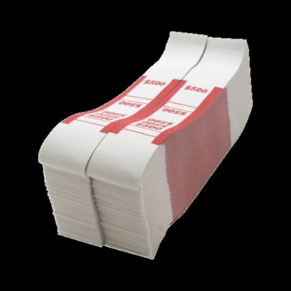 Picture of Sparco White Kraft ABA Bill Straps, $500, Red/White, Box Of 1,000