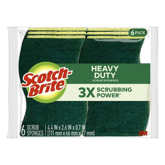 Picture of Scotch-Brite Heavy Duty Sponges, 6 Scrubbing Sponges, Great For Washing Dishes and Cleaning Kitchen