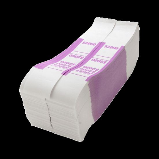 Picture of Sparco Kraft Paper ABA Bill Straps, $2,000, Violet/White, Box Of 1,000