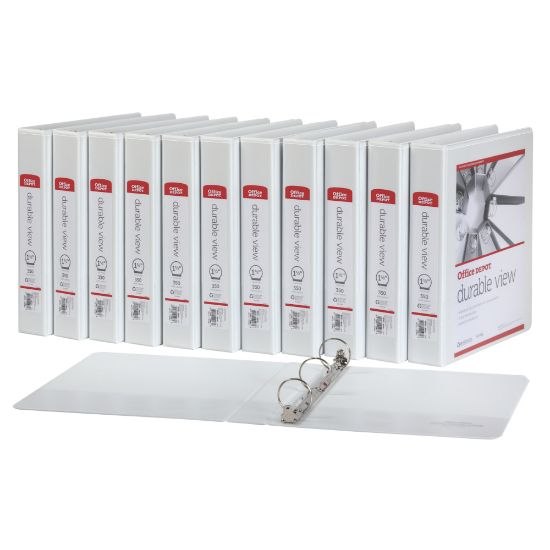 Picture of Office Depot Round Ring Binders, 8-1/2inL x 11inW, 350 Pages, White, Pack Of 12