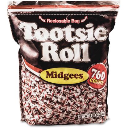 Picture of Tootsie Roll Midgees Candy - Assorted - Individually Wrapped, Resealable Container - 5 lb - 1 Bag - 760 Per Bag