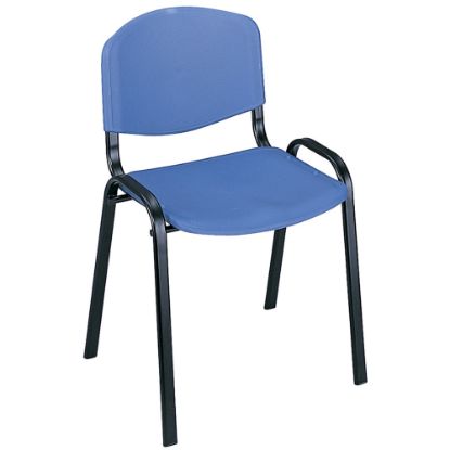 Picture of Safco Plastic Seat, Plastic Back Stacking Chair, 18 1/2in Seat Width, Blue Seat/Black Frame, Quantity: 4