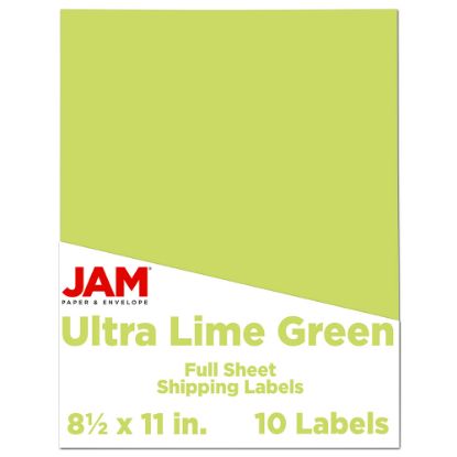 Picture of JAM Paper Full-Page Mailing And Shipping Labels, Rectangle, 8 1/2in x 11in, Green, Pack Of 10