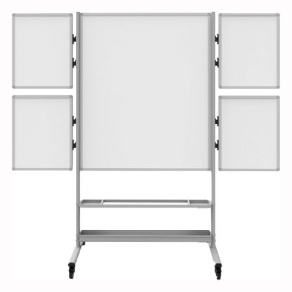 Picture of Luxor Magnetic Dry-Erase Whiteboard Collaboration Station, 76 3/8in x 82 1/4in x 23 11/16in, Aluminum Frame With Silver Finish