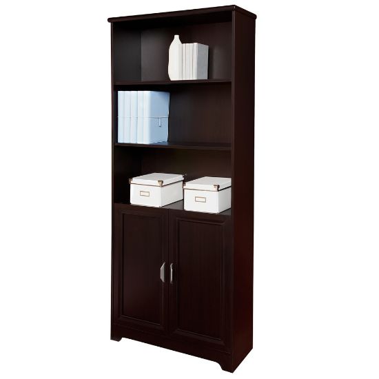 Picture of Realspace Magellan 72inH 5-Shelf Contemporary Bookcase With Doors, Espresso/Dark Finish