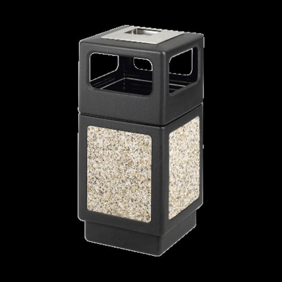 Picture of Safco Plastic/Stone Aggregate Receptacle, 38 Gallons, 39in x 18 1/4in x 18 1/4in, Black