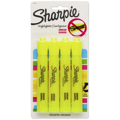 Picture of Sharpie Tank-Style Highlighters, Fluorescent Yellow, Pack Of 4