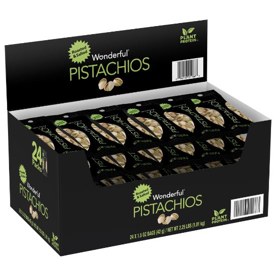 Picture of Wonderful Roasted And Salted Pistachios, 1.5 Oz, Pack Of 24 Bags