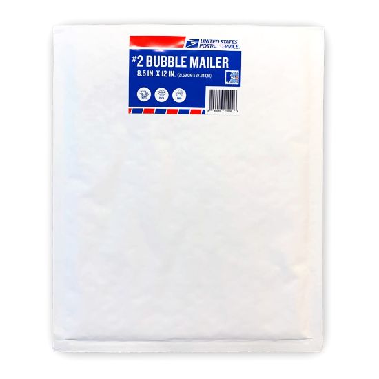 Picture of United States Postal Service #2 Bubble Mailers, 12in x 8-1/2in, White/Red/Blue, Pack Of 60 Mailers