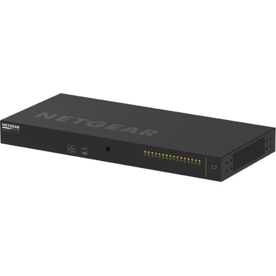 Picture of Netgear AV Line M4250-16XF 16x1G/10G Fiber SFP+ Managed Switch - Manageable - 3 Layer Supported - Modular - 19.27 W Power Consumption - Optical Fiber - 1U High - Rack-mountable - Lifetime Limited Warranty