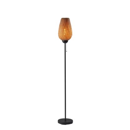 Picture of Adesso Hugo Floor Lamp, 68-1/4inH, Bamboo Weave Shade/Black Base