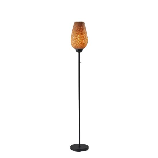 Picture of Adesso Hugo Floor Lamp, 68-1/4inH, Bamboo Weave Shade/Black Base