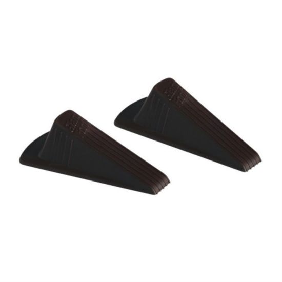 Picture of SKILCRAFT Wedge-Style Doorstops, 1-1/4inH x 1-1/4inW x 4-3/4inD, Brown, Pack Of 2 Doorstops