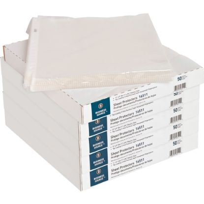 Picture of Business Source Top-Loading Poly Sheet Protectors - For Letter 8 1/2in x 11in Sheet - 3 x Holes - Ring Binder - Top Loading - Rectangular - Clear - Polypropylene - 250 / Carton